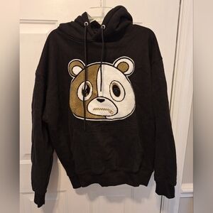 Effectus Clothing Hoodie Mens L Black Sweatshirt Bear Fuzzy Grunge Urban Street